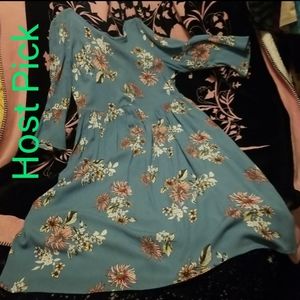 WAS  $74  LE LIS Woven Midi Dress with Bell half sleeves